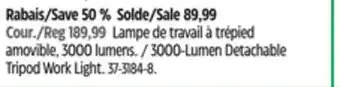 Canadian Tire Motomaster 3000-Lumen Detachable Tripod Work Light offer