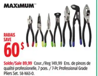 Canadian Tire Maximum 7-Pc Professional Grade Pliers Set offer