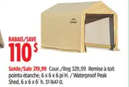 Canadian Tire Waterproof Peak Shed, 6 x 6 x 6´ h offer