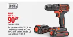 Canadian Tire BLACK + DECKER 20V Li-Ion 3⁄8˝ Drill Kit offer