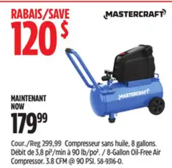 Canadian Tire 8-Gallon Oil-Free Air Compressor. 3.8 CFM @ 90 PSI offer