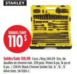 Canadian Tire 229-Pc Black Chrome Socket Set. 1⁄4˝, 3⁄8˝, 1⁄2˝ drive sizes offer
