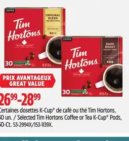 Canadian Tire Selected Tim Hortons Coffee or Tea K-Cup Pods, 30-Ct offer