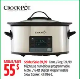 Canadian Tire Crock Pot 6-Qt Digital Programmable Slow Cooker offer
