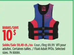 Canadian Tire Fluid Adult PFDs offer