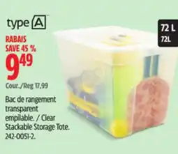 Canadian Tire Type A Clear Stackable Storage Tote offer