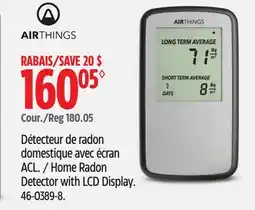 Canadian Tire AIRTHINGS Home Radon Detector with LCD Display offer