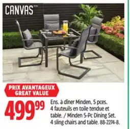 Canadian Tire Canvas Minden 5-Pc Dining Set. 4 sling chairs and table offer
