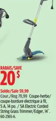 Canadian Tire 5A Electric Corded String Grass Trimmer/Edger, 14˝ offer