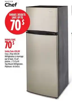 Canadian Tire Master Chef 7.5 Cu-Ft Top-Mount Refrigerator, Platinum offer