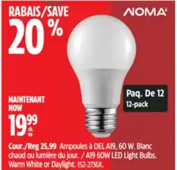 Canadian Tire Noma A19 60W LED Light Bulbs offer