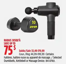 Canadian Tire Ziva Selected Dumbbells, Kettlebell or Massage Device offer
