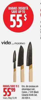 Canadian Tire Vida By Paderno 3-Pc Black Ceramic Knife Set offer