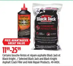 Canadian Tire Selected Black Jack and Black Knight Asphalt Crack Filler and Hole Repair Products offer