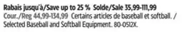 Canadian Tire Selected Baseball and Softball Equipment offer