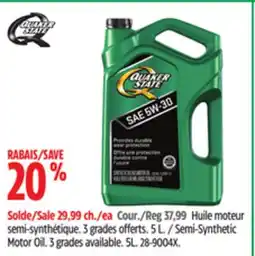 Canadian Tire Quaker State Semi-Synthetic Motor Oil offer