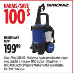 Canadian Tire Simoniz 1950-PSI Electric Pressure Washer with Foam Blaster offer