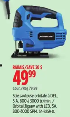 Canadian Tire Mastercraft Orbital Jigsaw with LED, 5A offer