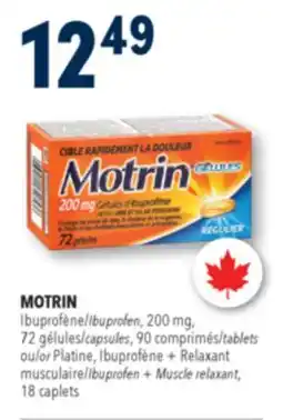 Familiprix MOTRIN Ibuprofen, 200 mg, 72 capsules, 90 tablets or Ibuprofen + Muscle relaxant, 18 caplets offer