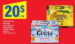 Maxi BOISSON DE MALT ALCOOLISÉE COORS SELTZER OU SIMPLY SPIKED offer