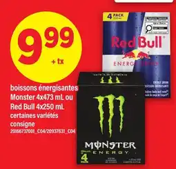Maxi BOISSONS ÉNERGISANTES MONSTER, 4X473 ML OU RED BULL, 4X250 ML offer