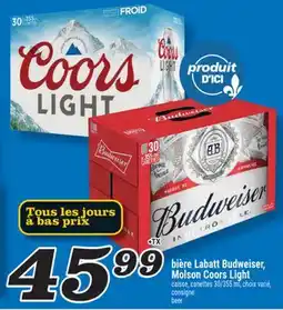 Marché Richelieu BIÈRE LABATT BUDWEISER, MOLSON COORS LIGHT | CONSIGNE BEER offer