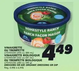 IGA LITEHOUSE DRESSING OR DIP, ORGANIC DRESSING OR DIP offer