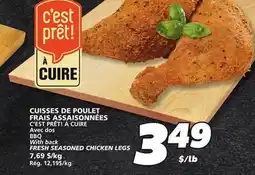 IGA C'EST PRÊT! À CUIRE BBQ With back FRESH SEASONED CHICKEN LEGS offer