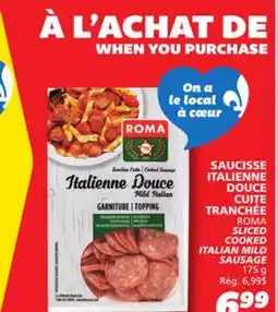 IGA ROMA SLICED COOKED ITALIAN MILD SAUSAGE offer