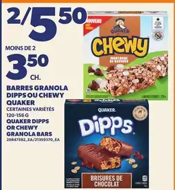 Provigo BARRES GRANOLA DIPPS OU CHEWY QUAKER, 120-156 G | QUAKER DIPPS OR CHEWY GRANOLA BARS offer