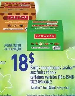 Provigo BARRES ÉNERGÉTIQUES LÄRABAR AUX FRUITS ET NOIX, 16 X 45/48 G / LARABAR FRUIT & NUT ENERGY BAR offer
