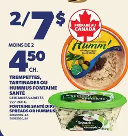 Provigo TREMPETTES, TARTINADES OU HUMMUS FONTAINE SANTÉ | FONTAINE SANTÉ DIPS SPREADS OR HUMMUS offer