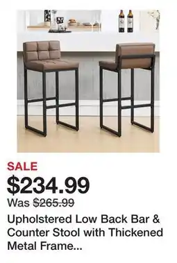 Wayfair Upholstered Low Back Bar & Counter Stool with Thickened Metal Frame for Kitchen Island offer