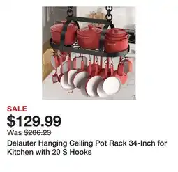 Wayfair Delauter Hanging Ceiling Pot Rack 34-Inch for Kitchen with 20 S Hooks offer