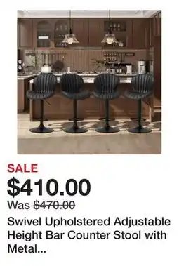 Wayfair Swivel Upholstered Adjustable Height Bar Counter Stool with Metal Frame (Set of 4) offer