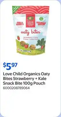 Walmart Love Child Organics Oaty Bites Strawberry + Kale Snack Bite 100g Pouch offer