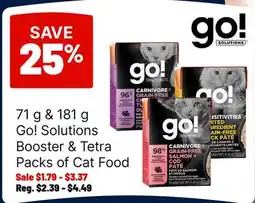 Ren’s Pets Depot 71 g & 181 g Go! Solutions Booster & Tetra Packs of Cat Food offer