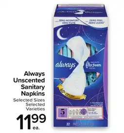 Metro ALWAYS UNSCENTED SANITARY NAPKINS offer