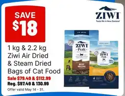 Ren’s Pets Depot Ziwi Air Dried & Steam Dried Bags of Cat Food offer