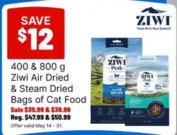 Ren’s Pets Depot Ziwi Air Dried & Steam Dried Bags of Cat Food offer