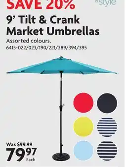 Home Hardware 9' Tilt & Crank Market Umbrellas offer