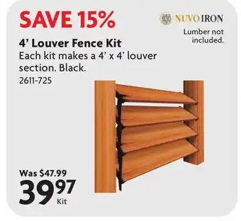 Home Hardware 4' Louver Fence Kit offer