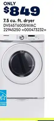 RONA Samsung 7.5 cu. ft. dryer offer