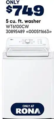 RONA LG 5 cu. ft. washer offer