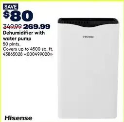 RONA Hisense Dehumidifier with water pump offer