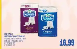 Wholesale Club ROYALE BATHROOM TISSUE, 30=60 ROLLS, 30'S offer