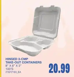 Wholesale Club HINGED 3-CMP TAKE-OUT CONTAINERS, 100'S offer