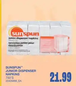 Wholesale Club SUNSPUN JUNIOR DISPENSER NAPKINS, 750'S offer