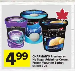 Foodland CHAPMAN'S Premium or No Sugar Added Ice Cream, Frozen Yogurt or Sorbet offer