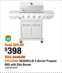 Home Depot EXCLUSIVE NEXGRILL 4-Burner Propane BBQ with Side Burner offer